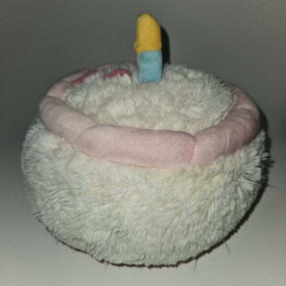 Squishable Birthday Cake Plush Stuffed Animal 8" Wide White Pink Face Candle - Picture 4 of 9